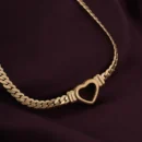 Cuban Chain Hollow Heart Necklace